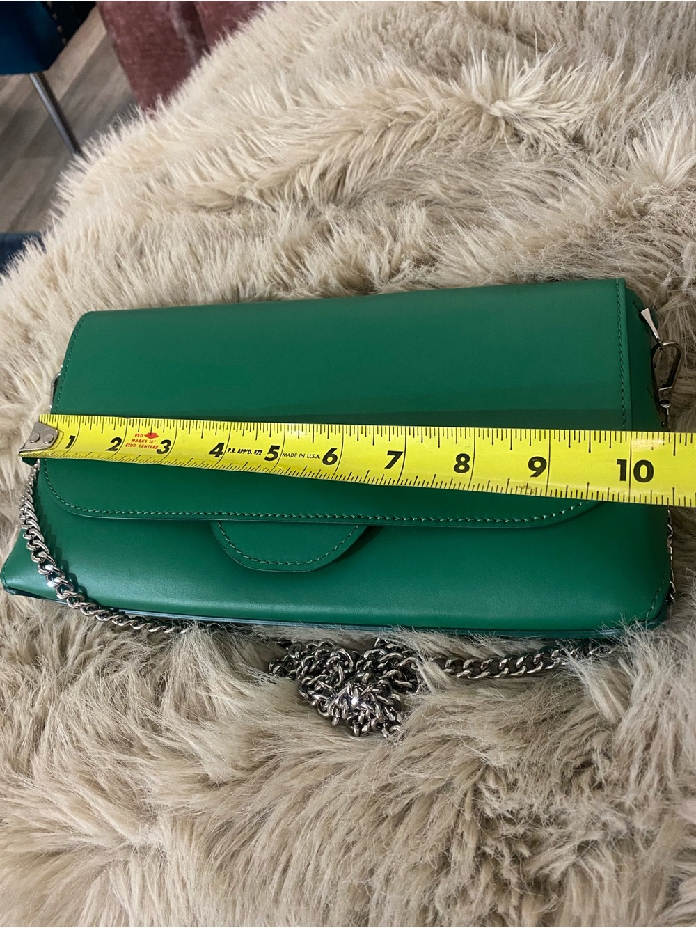 Falor Green Leather Crossbody Shoulder Bag - Classic Chain Strap